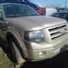 A gold ford expedition parked in a lot.