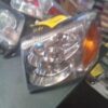 A close up of the headlight on a car