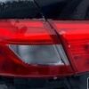 A close up of the back lights on a car