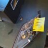 A table with a yellow sign on it