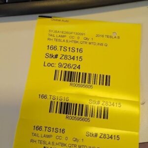2016 TESLA S Right Passenger Side Tail Light